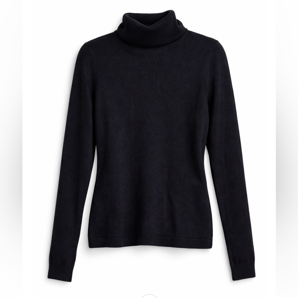 Garnet Hill Elegant Black Cashmere Turtleneck Sweater
